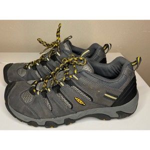 Keen Men’s Sz 9 Koven Waterproof Low Top Hiking Shoes Gray Yellow Lace Outdoors